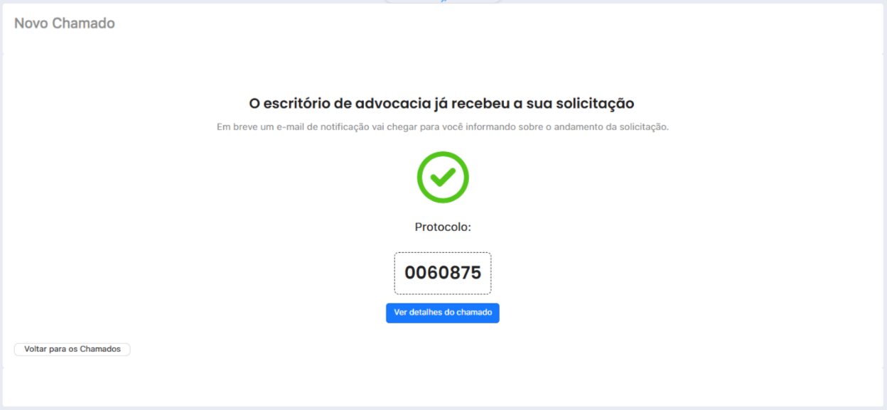 Protocolo único para cada solicitação realizada: